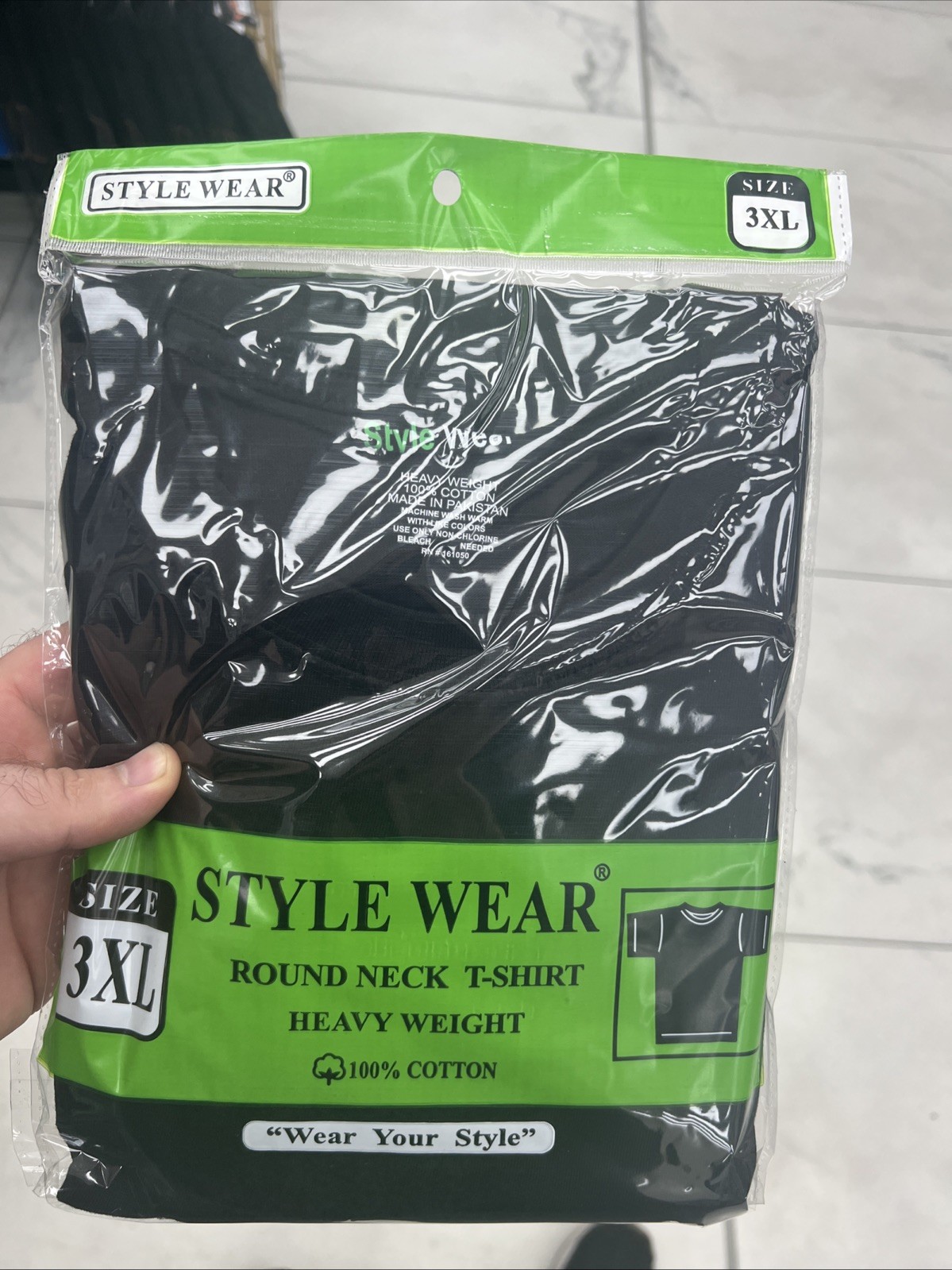Style Wear T-Shirt – Round Neck Black 3 XL – 1 Count Only