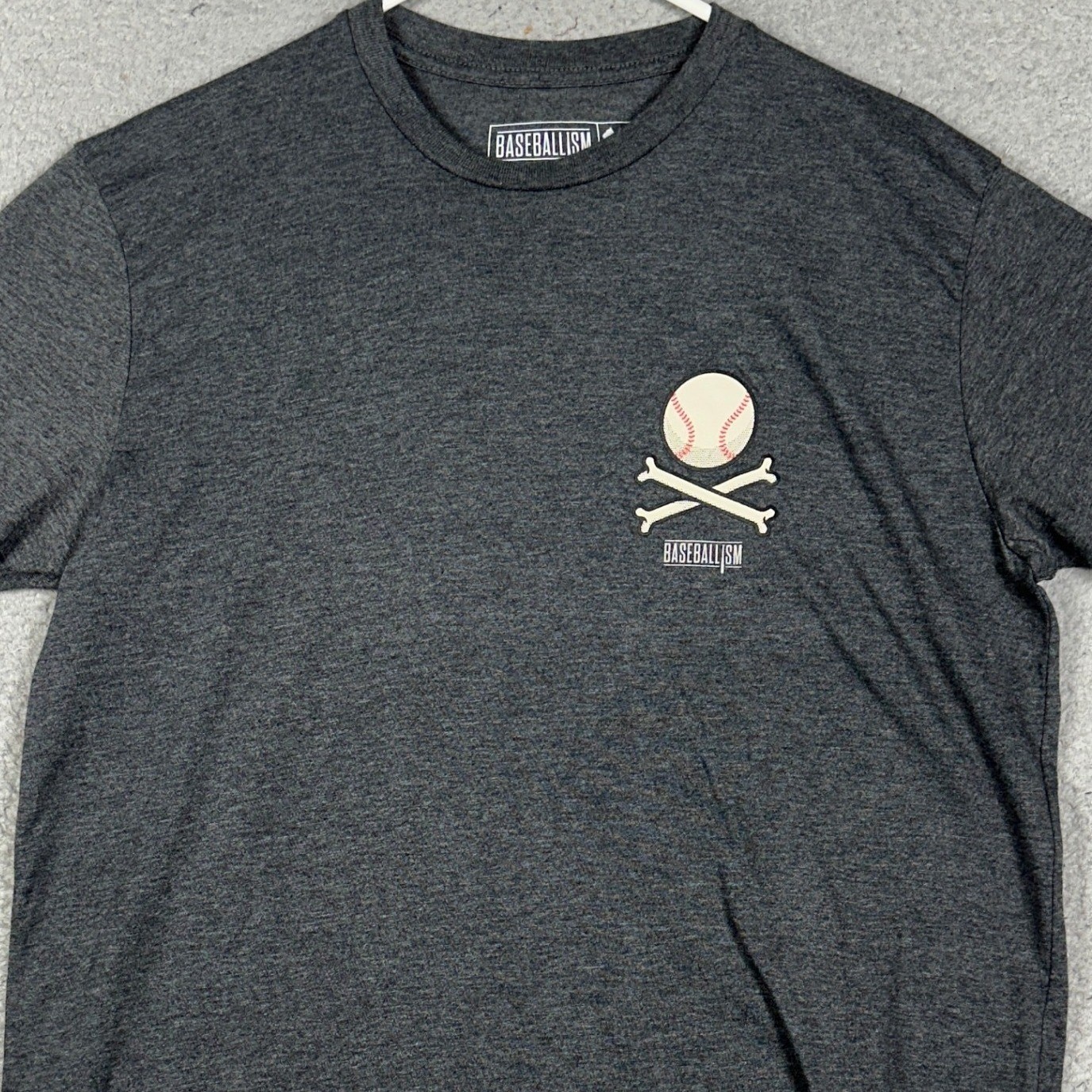 Baseballism T-Shirt Mens Large Grey Pick Your Poison Pitcher Grip Tee Crewneck