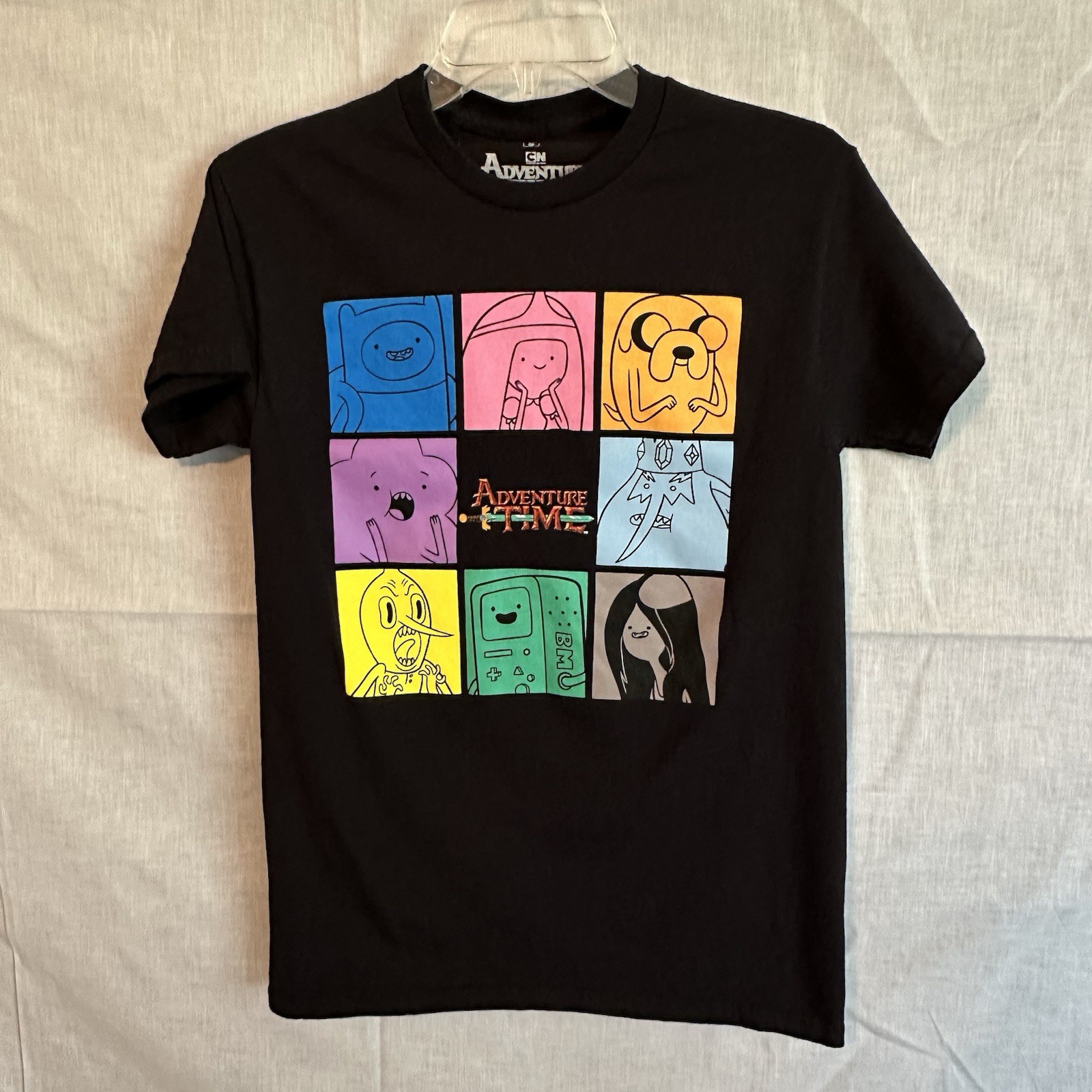 Adventure Time Cartoon Network Character Grid Graphic Tee Black Size S Spot