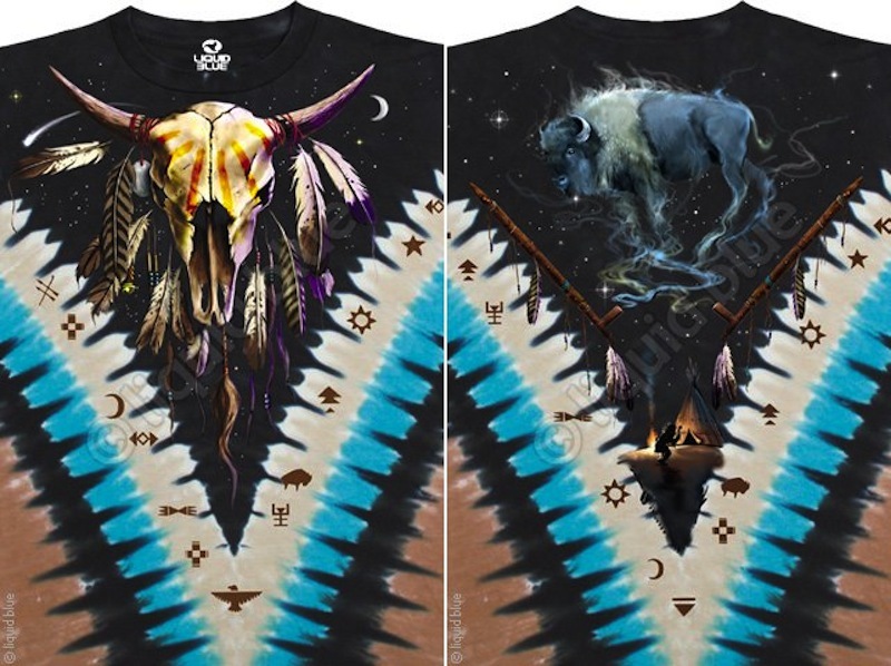 NATIVE American-BISON SKULL-FEATHERS-TIPI-2 SIDD T-SHIRT-M-L-XL-XXL