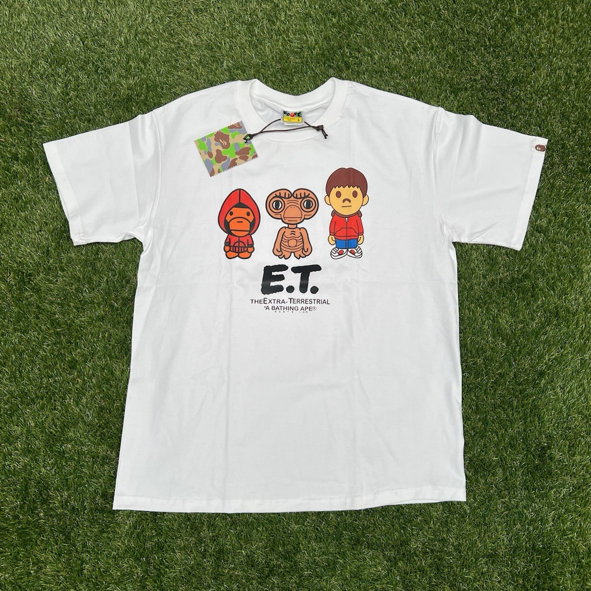 A Bathing Ape BAPE x E.T. Graphic Print Logo White T-Shirt Men’s Size L