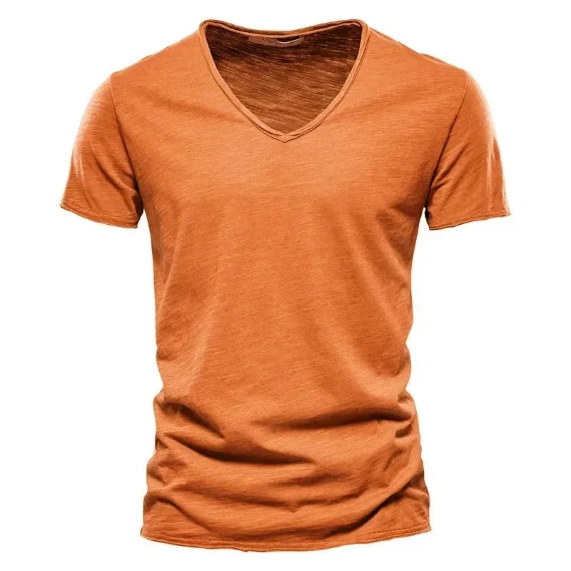 Men’s 100% Cotton V-Neck Short Sleeve T-Shirt Thin Casual Tee S-5XL
