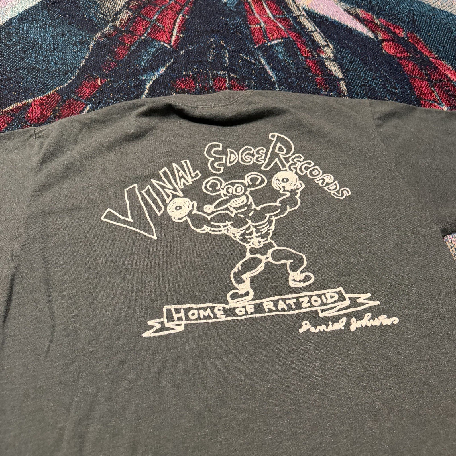 Vintage Y2K Daniel Johnston Vinal Edge Records Ratzoid Grey Shirt Men’s M Music