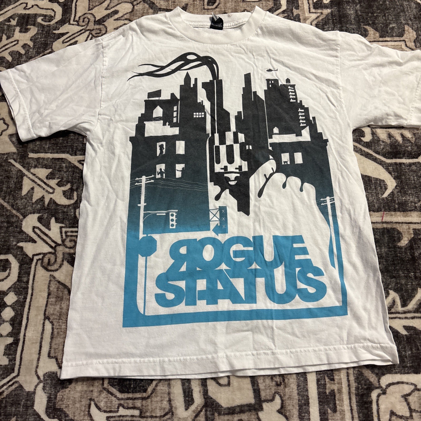 White Y2K Rogue Status Mean Street Short-sleeve T-shirt Size Medium