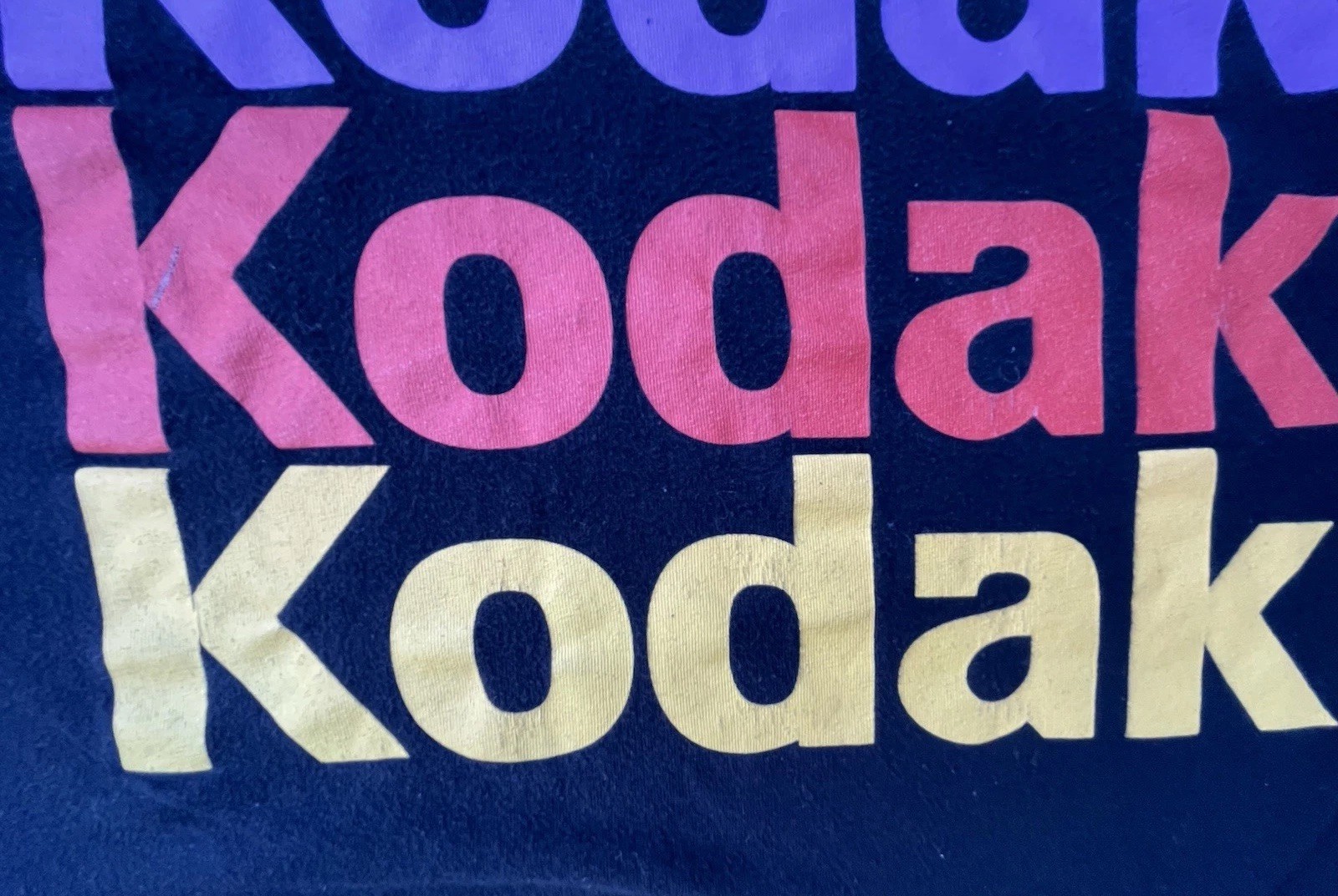 Kodak Shirt Mens M Black Short Sleeve Rainbow Logo Stacked Graphic