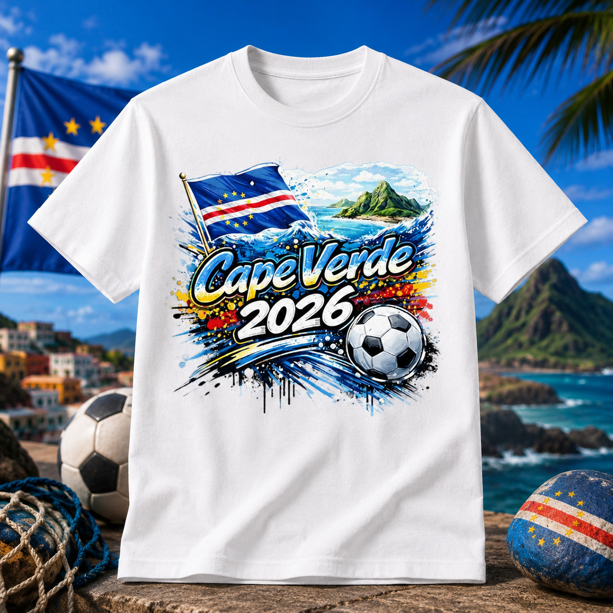 Cape Verde Cabo Verde 2026 Soccer Flag Football Fan Graphic T-Shirt
