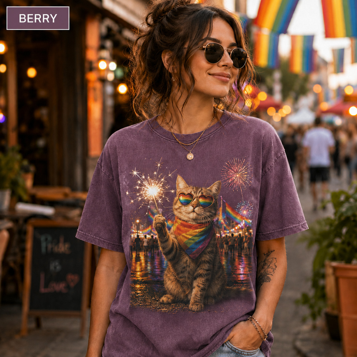 Rainbow Pride Cat T-Shirt LGBTQ Celebration Graphic Tee