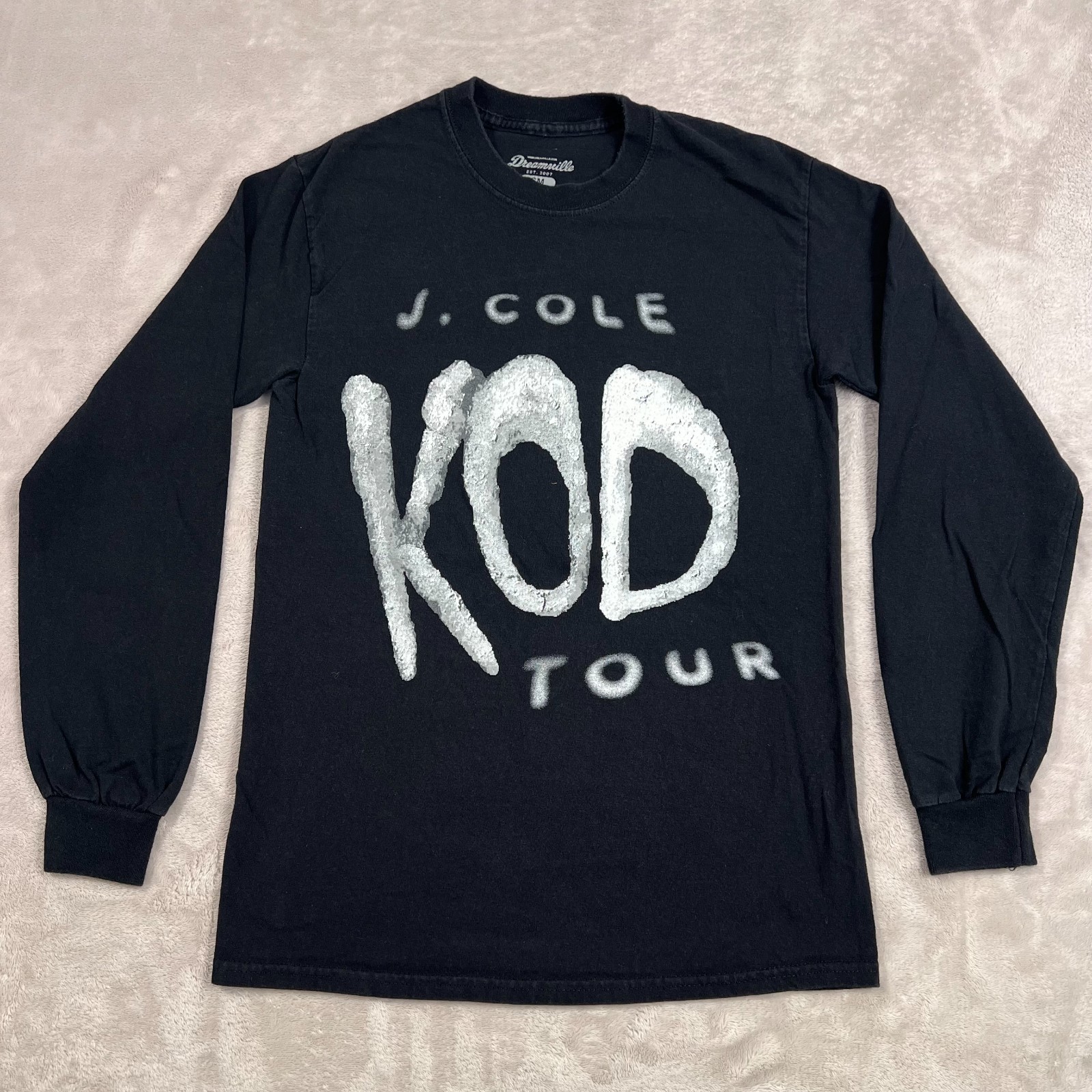 J Cole KOD Tour Shirt Mens Small Black Dreamville Album Merch Long Sleeve Cotton
