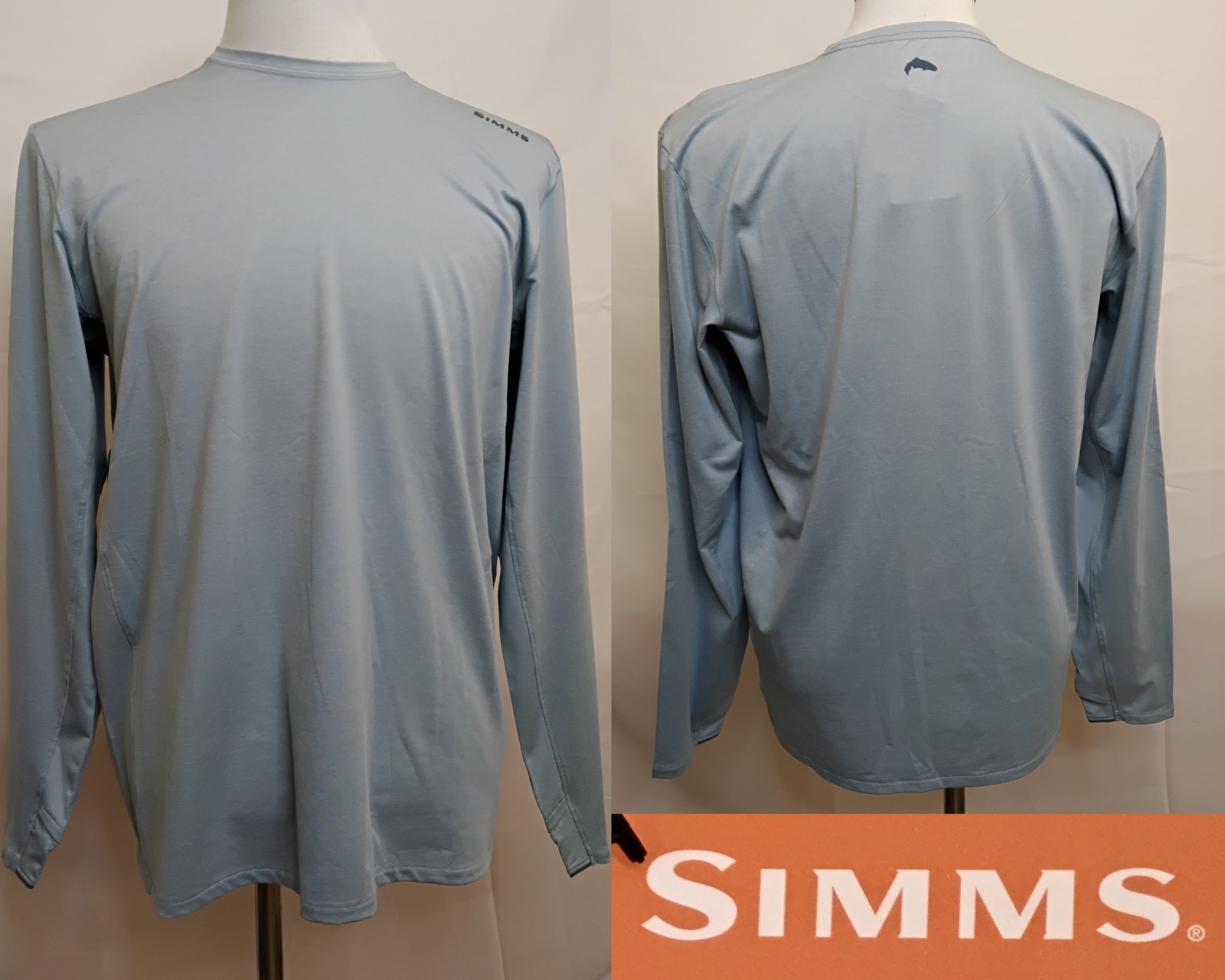 Simms SolarFlex Crew Men’s M Steel Blue Heather UPF Odor Control #Z4917