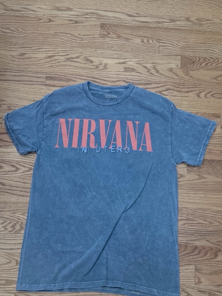 Nirvana Men’s M Blue Double-Sided Logo Graphic Print Crew Neck T-Shirt
