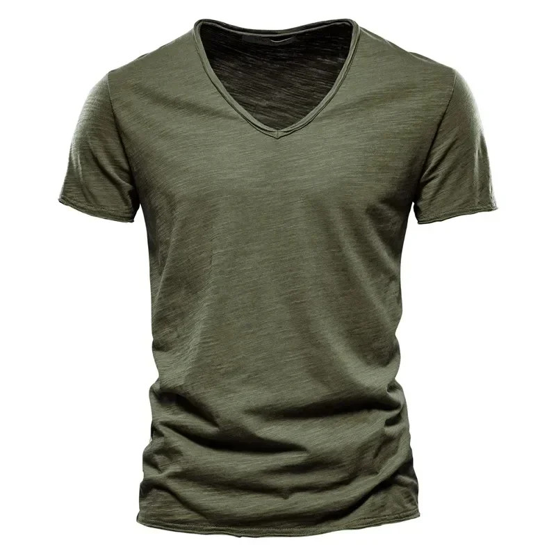 Men’s 100% Cotton V-Neck Short Sleeve T-Shirt Thin Casual Tee S-5XL