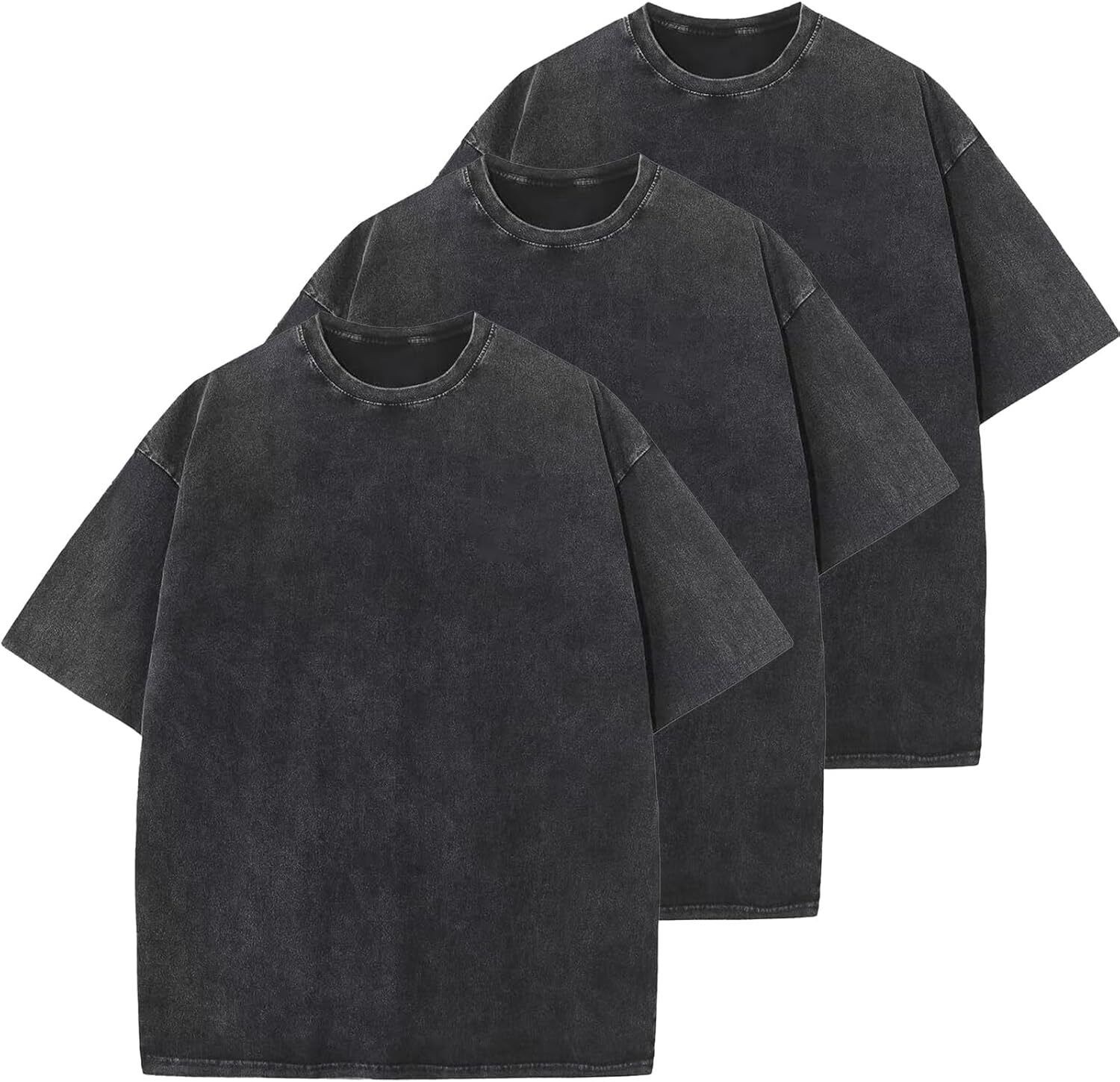 Men’s Vintage Washed Oversized T Shirt Loose Fit 100% Cotton Short Sleeve Tee