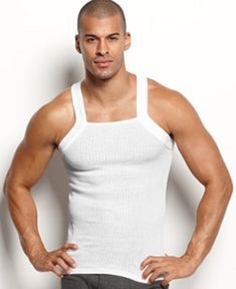 Papi Premium Cotton Modern Square Neck Tank Style Medium White Ribbed
