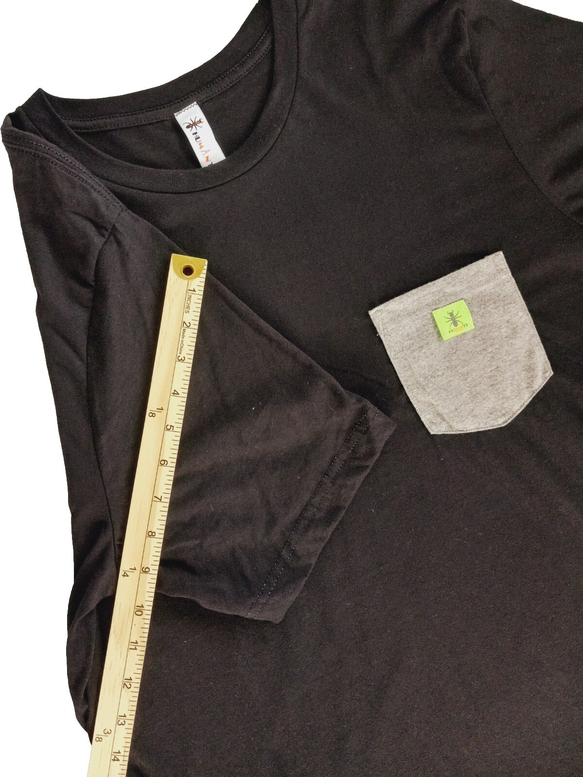 Humants Men’s Large Workwear Jersey Pocket Tee Dark Black Gray heather Cotton