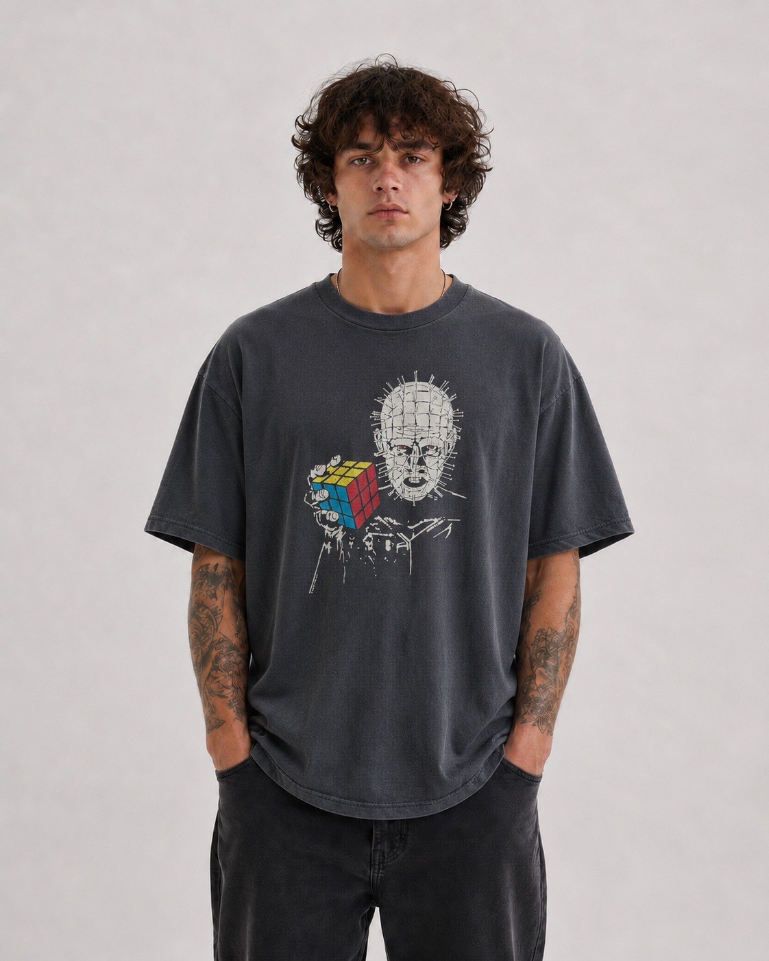 Hellraiser Pinhead Holding Rubik’s Cube Graphic T-Shirt
