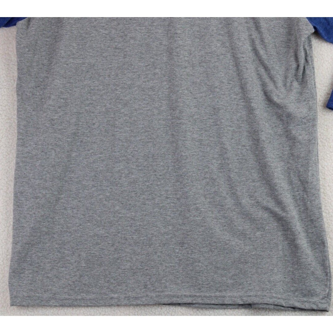 Jezees Blend Chicago Windy City Baseball T-Shirt Mens XL Gray Blue Raglan