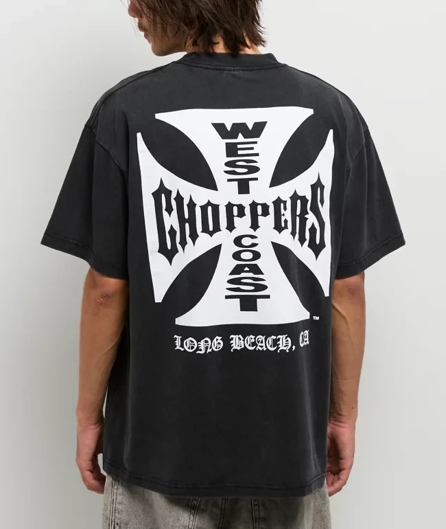 Vintage Biker Flat Logo Graphic T-Shirt Motorcycle Streetwear Black Tee