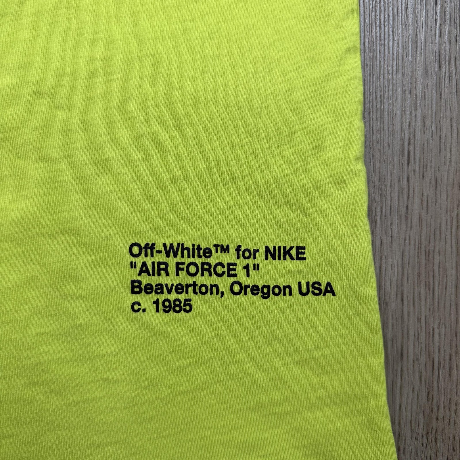 Nike Shirt Mens XL Volt Yellow Off-White Logo Eagle Air Force 1 Graphic Tee