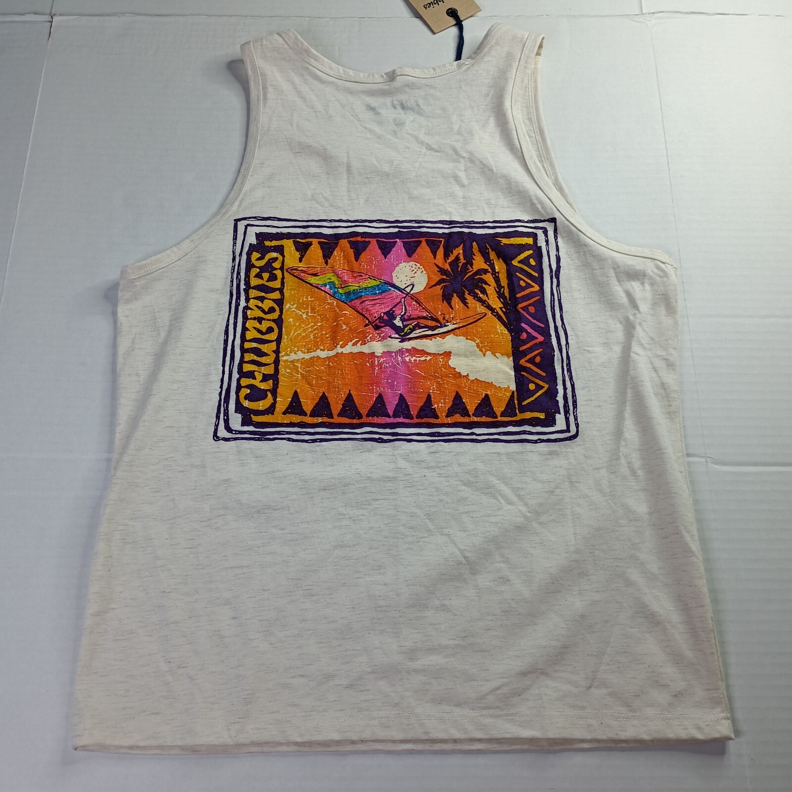 Chubbies Men’s The Wind Slammer Tank Top Graphic Sunset Waves Size S New W/ Tag