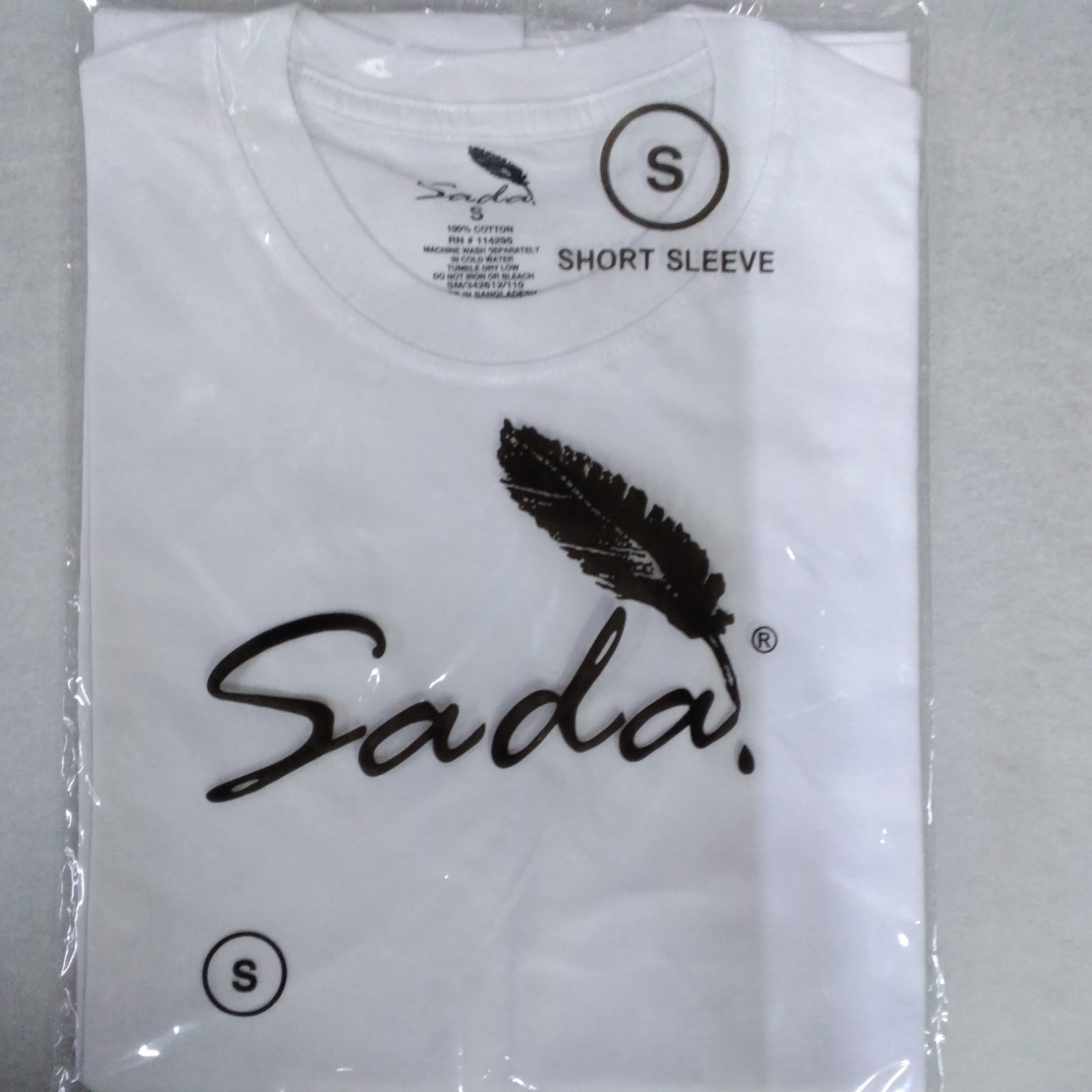Sada Men’s White S Cotton Jersey Crew Neck Short Sleeve T-Shirt