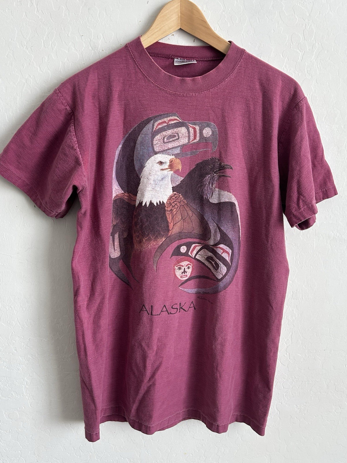 VTG Alaska Eagle Joann George Graphic Shirt Adult Medium Burgundy Single Stitch