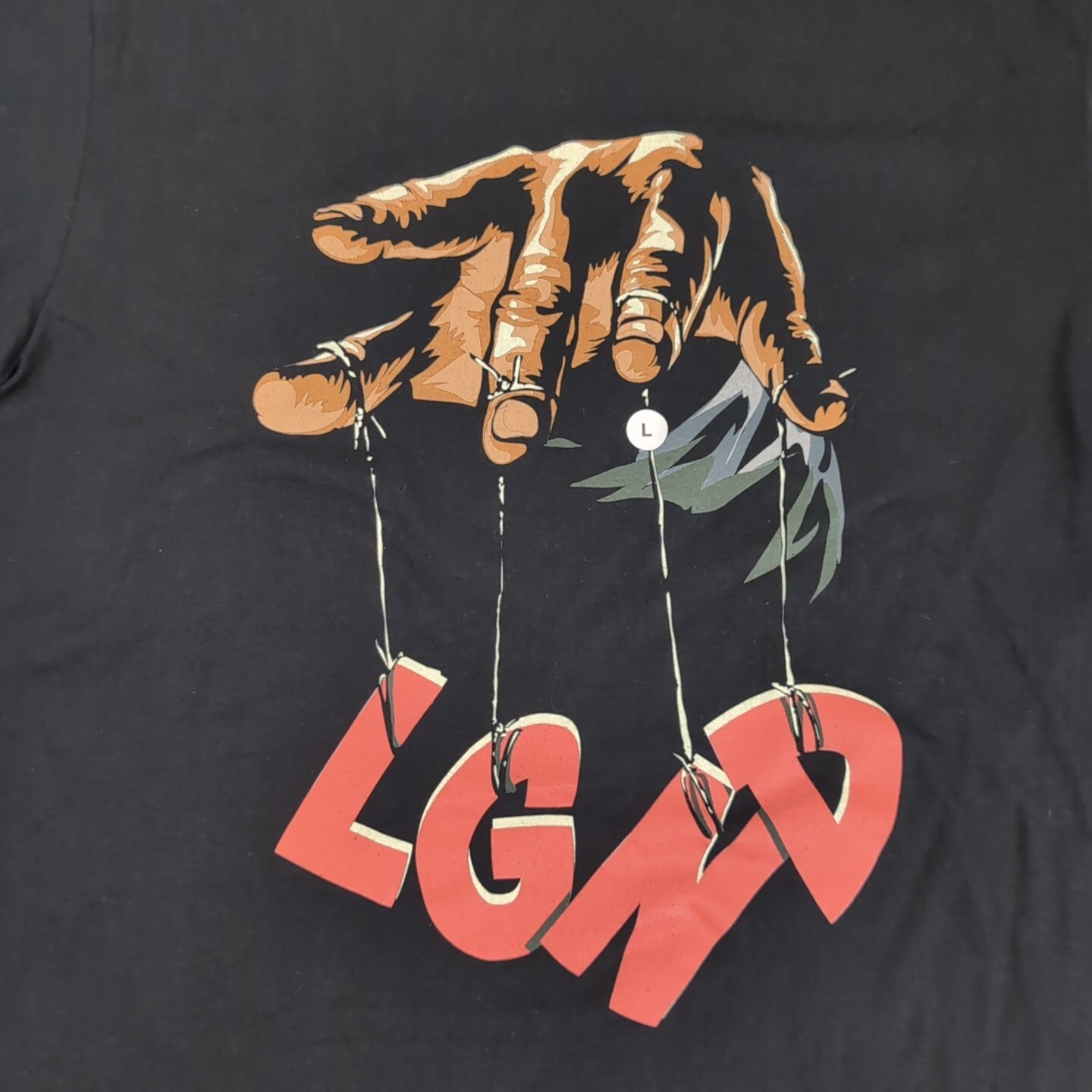 Graphic Puppet Hands T Shirt LGND Supply Co. Mens Size Large Short Sleeved Black