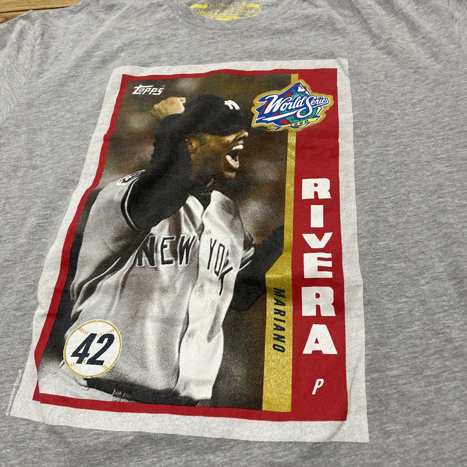 Mitchell & Ness Shirt Men L Mariano Rivera 1998 WS Topps Baseball Card Yankees