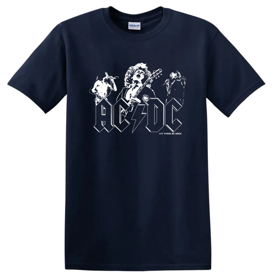 AC DC Rock Band T Shirt Lightning Skull Guitar Concert Tee Vintage Music