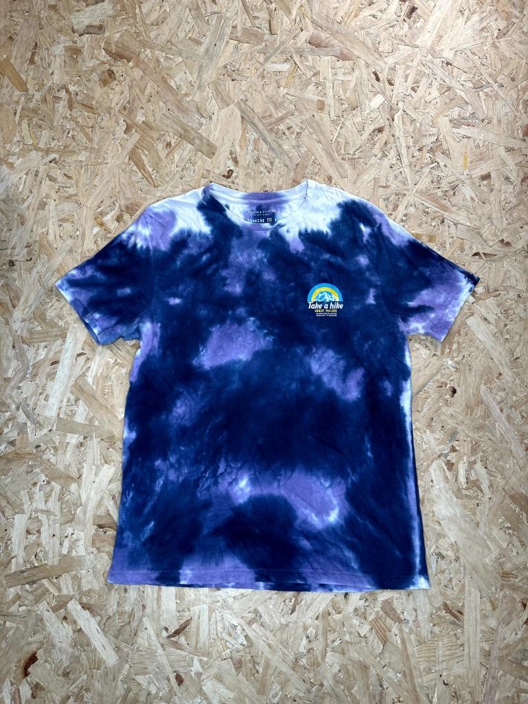 Denim & Flower Ricky Singh Tie Dye T-Shirt Mens Large Purple Blue Take A Hike