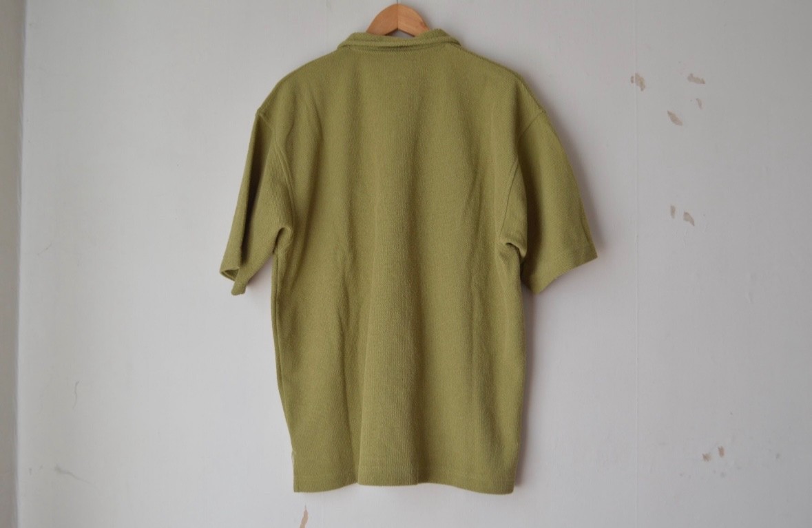 men’s grass green half buttoned henley collared tee t-shirt