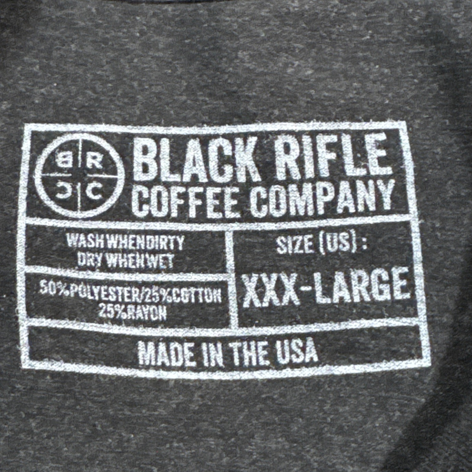 Black Rifle Coffee T-Shirt SBR Flag Logo Mens Size 3XL New Military Patriot USA