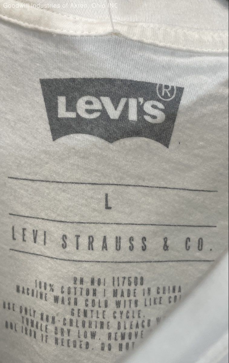 Levi’s Men’s White Navy Dip Dye Ombre Graphic Logo T-Shirt Sz L NWT