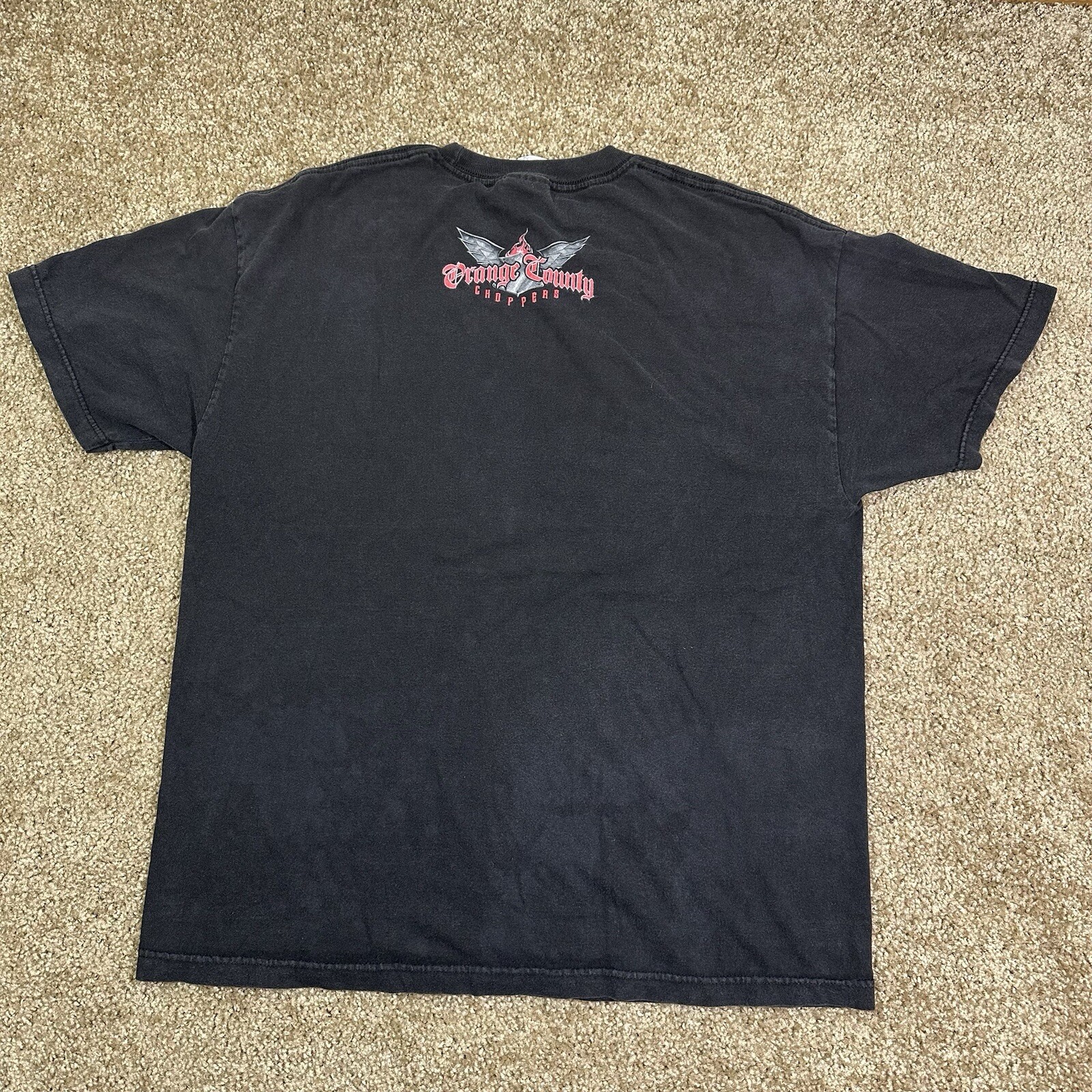 Vintage Y2K Orange County Chopper Flames T-shirt Size XL OCC Biker Motorcycle