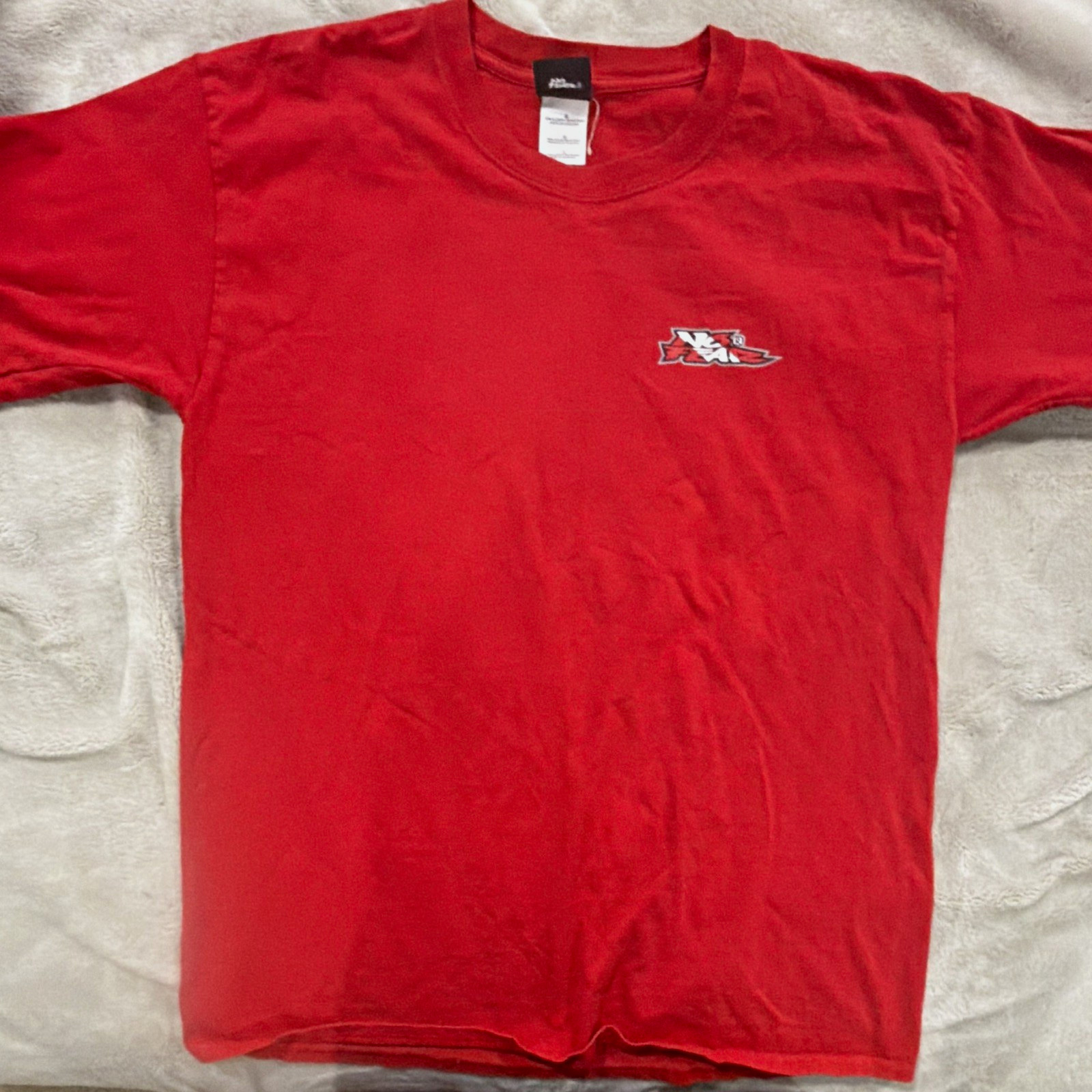 No Fear Red Graphic Print Logo Crew Neck Short Sleeve Cotton Knit Tee Size L