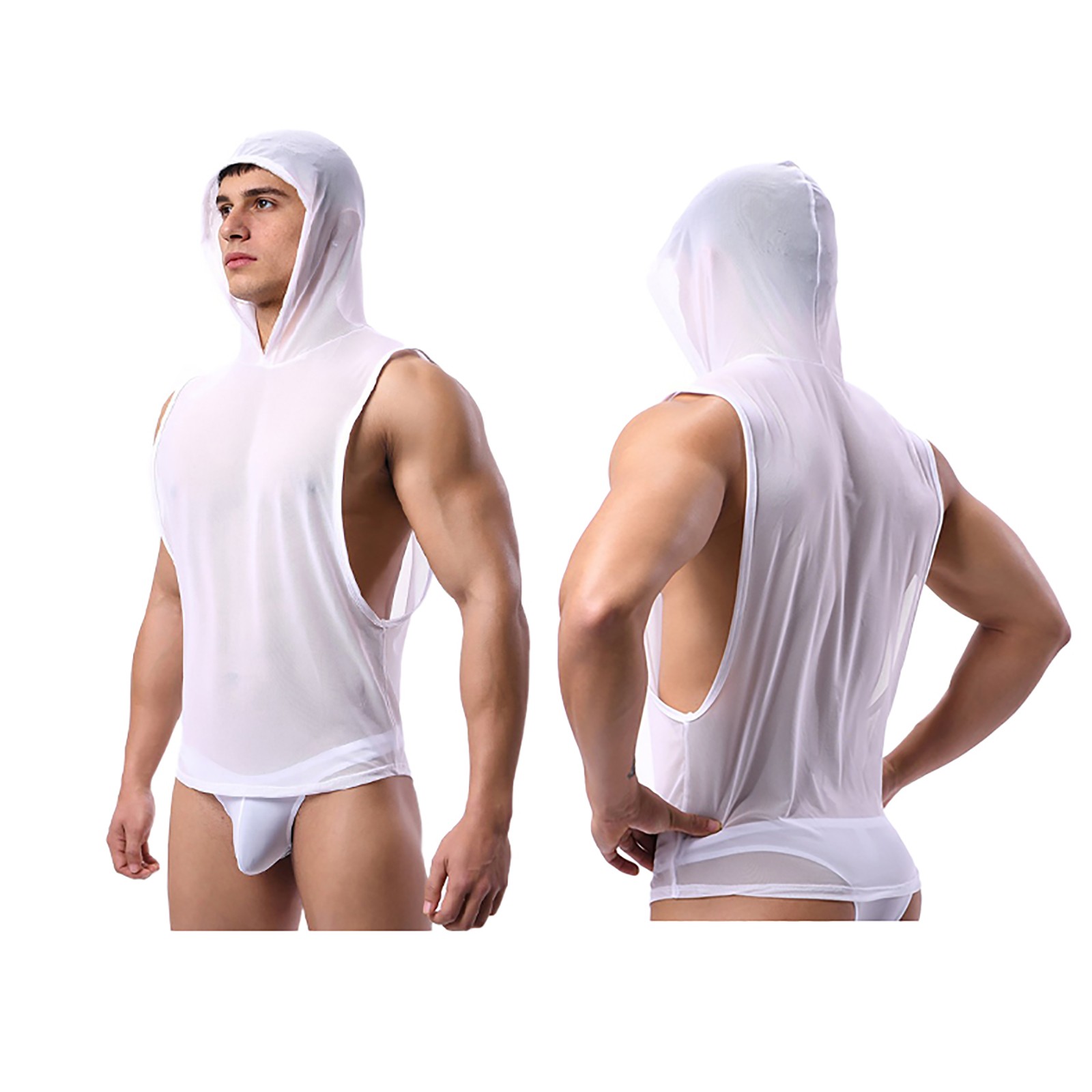 Men’s Tank Top Basic T-Shirt Breathable Shirts Nightclub Undershirts Sheer Vest