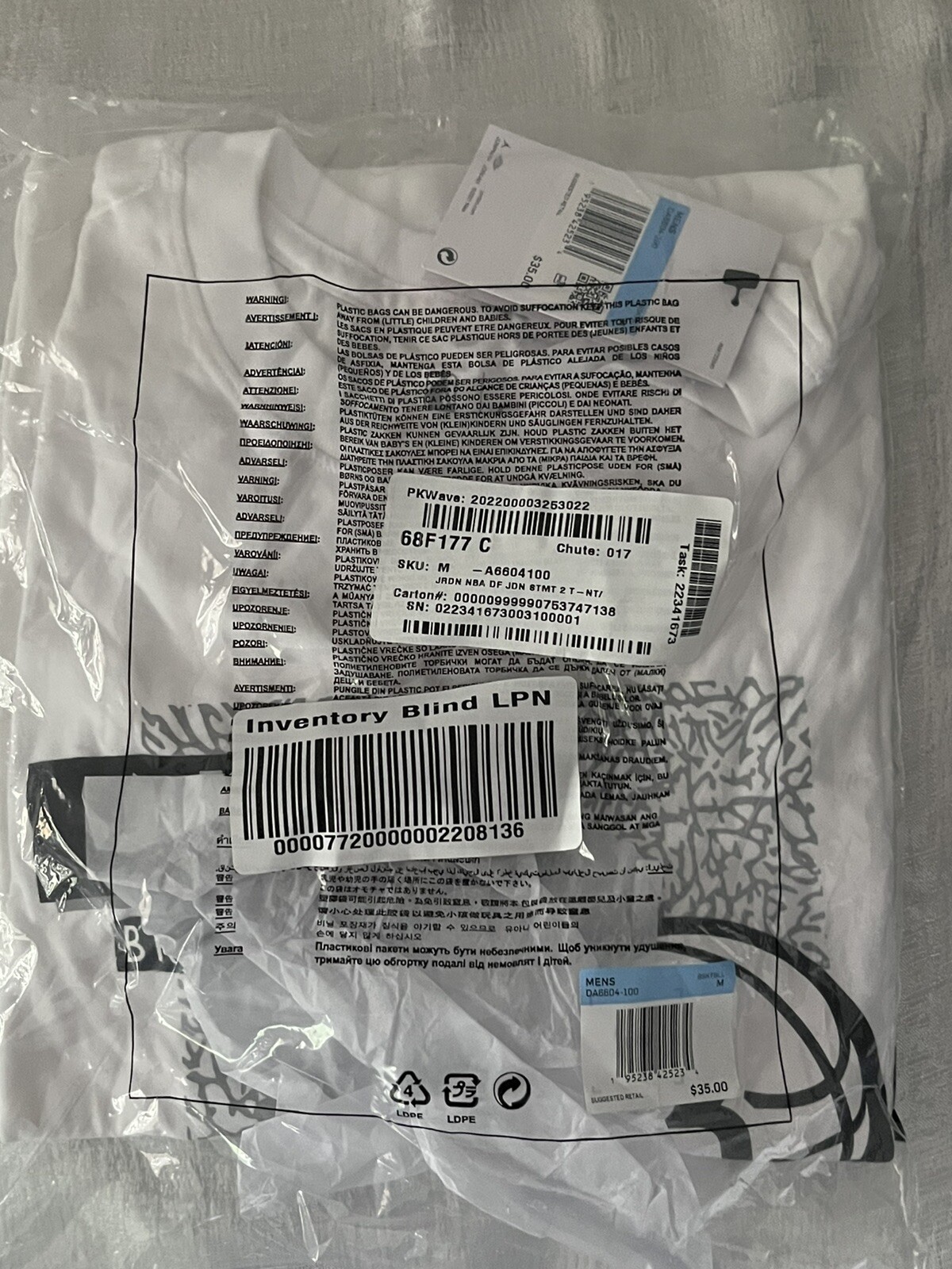 Jordan Nike Mens Brooklyn Nets Elephant Print Logo T-shirt Dri White Medium NEW