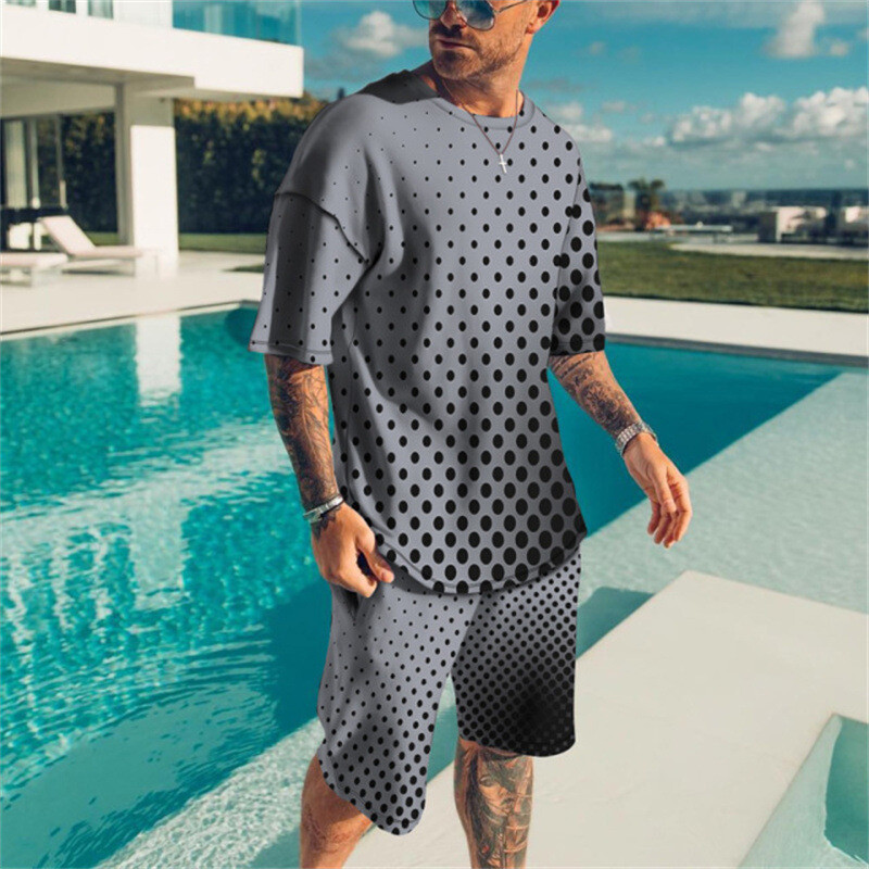 Summer Men’s Outfit 2-Piece Set Short Sleeve T-Shirts and Shorts Sweatsuit Set