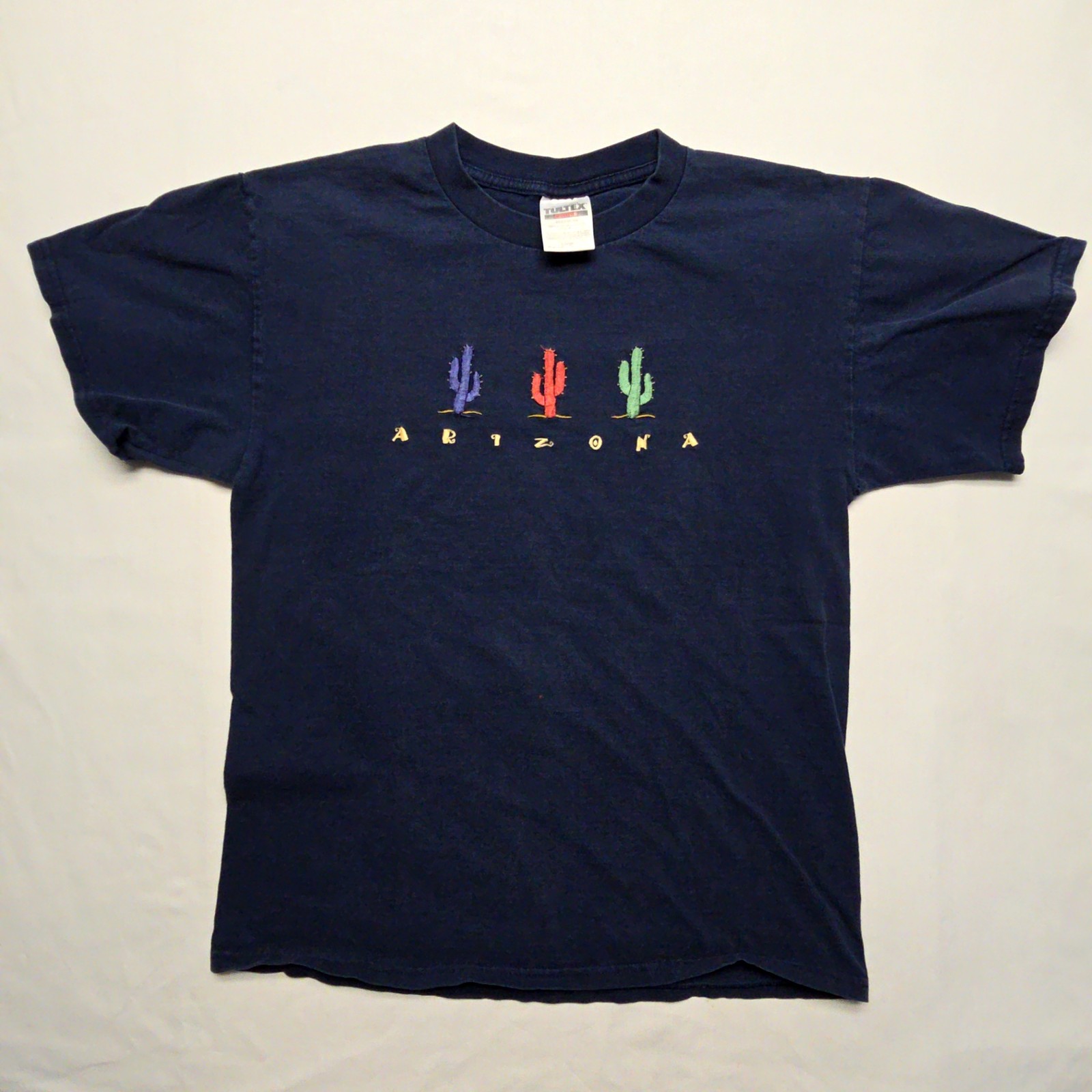 Vintage Arizona Cactus Graphic Tee Navy Blue Mens L Shirt Embroidered T-shirt