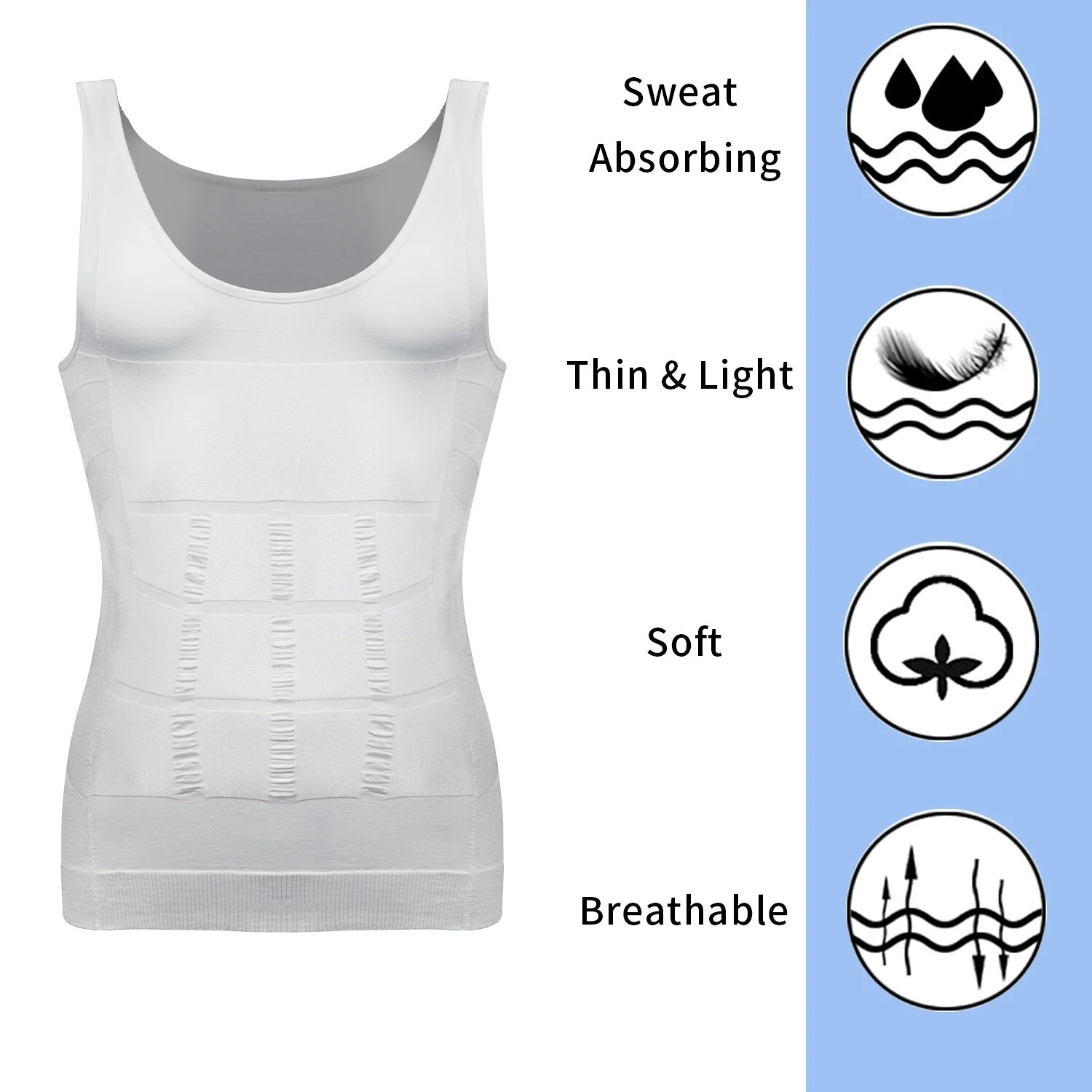 3 Pack Men’s Compression Shirt Slimming Body Shaper Vest Tummy Control Shapewear