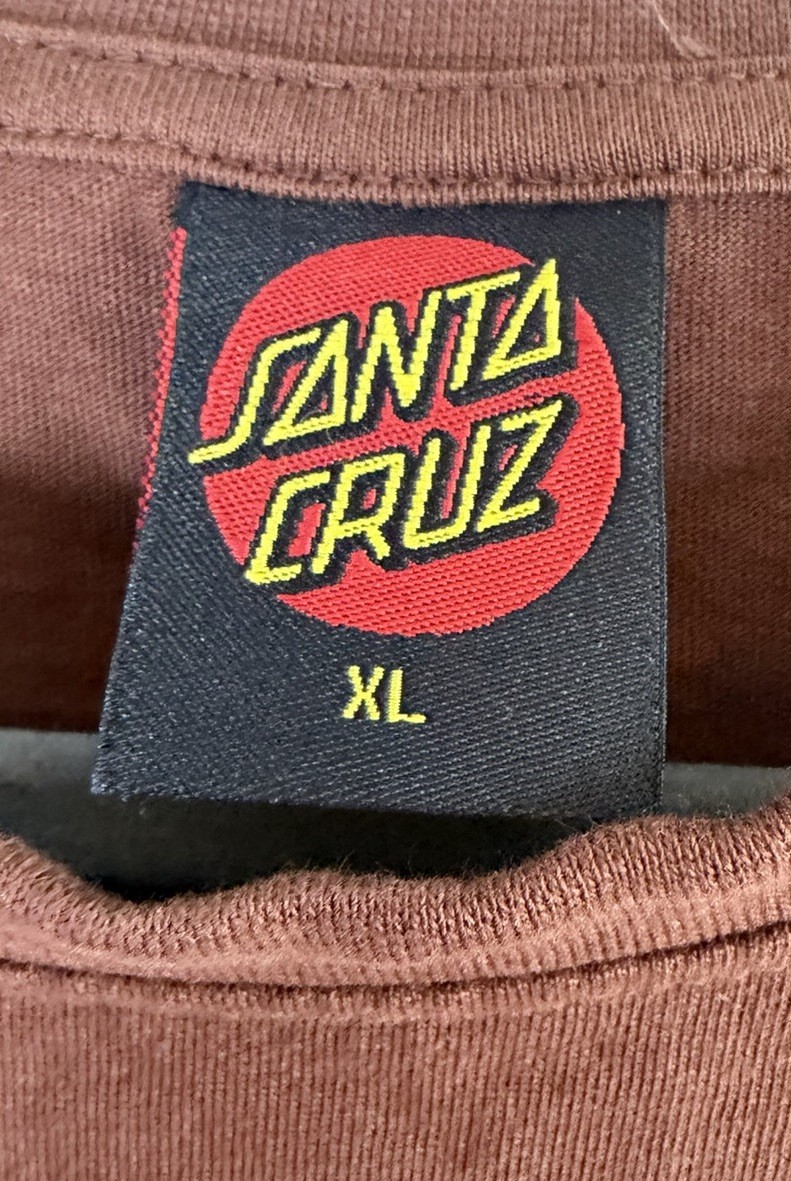Santa Cruz Dressen Tribal Arch Front T Shirt UK XL Skateboards Coffee Brown Tee
