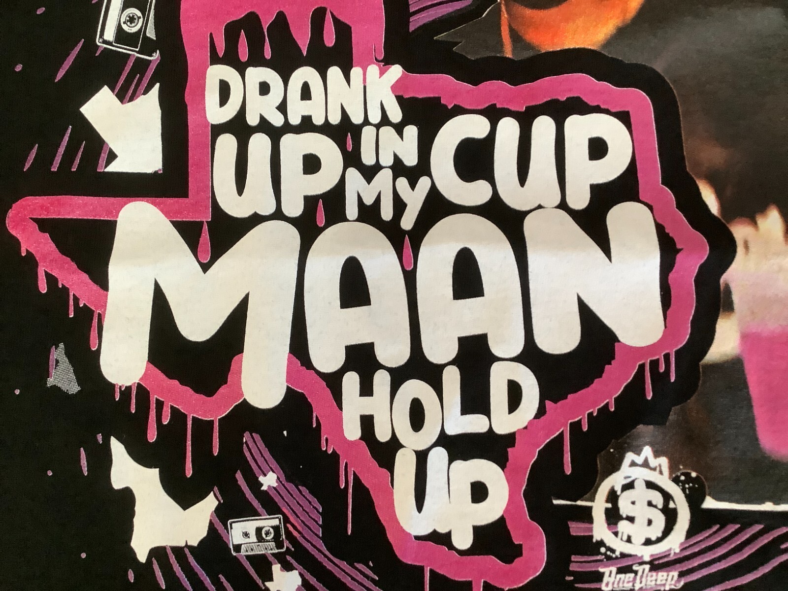 Drank Up In My Cup Maan Hold Up Texas Cassette Black Shirt One Deep Piranha