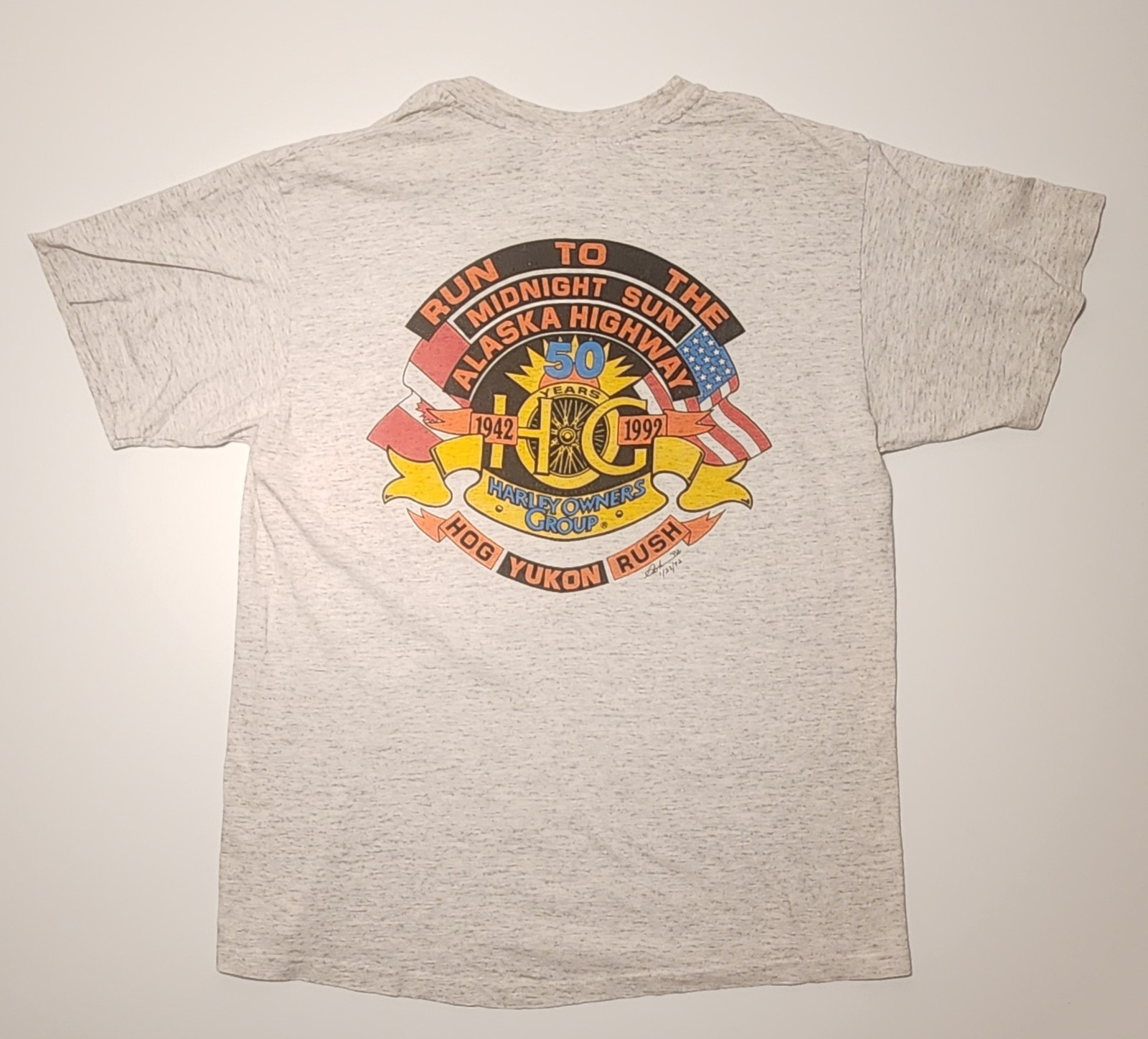 Hog Rush 92 Run To The Midnight Sun 50th Harley Owners Group L Tshirt As Picture
