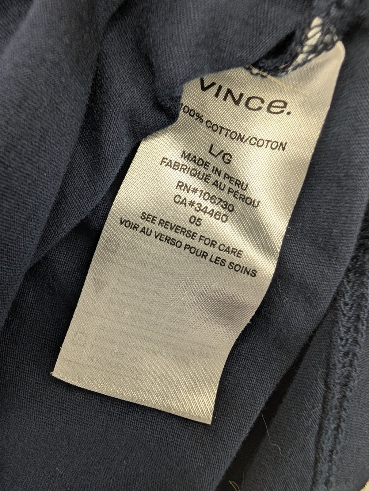 Vince Navy/White Tie-Dye Cotton Jersey Crew Neck Short Sleeve T-Shirt L