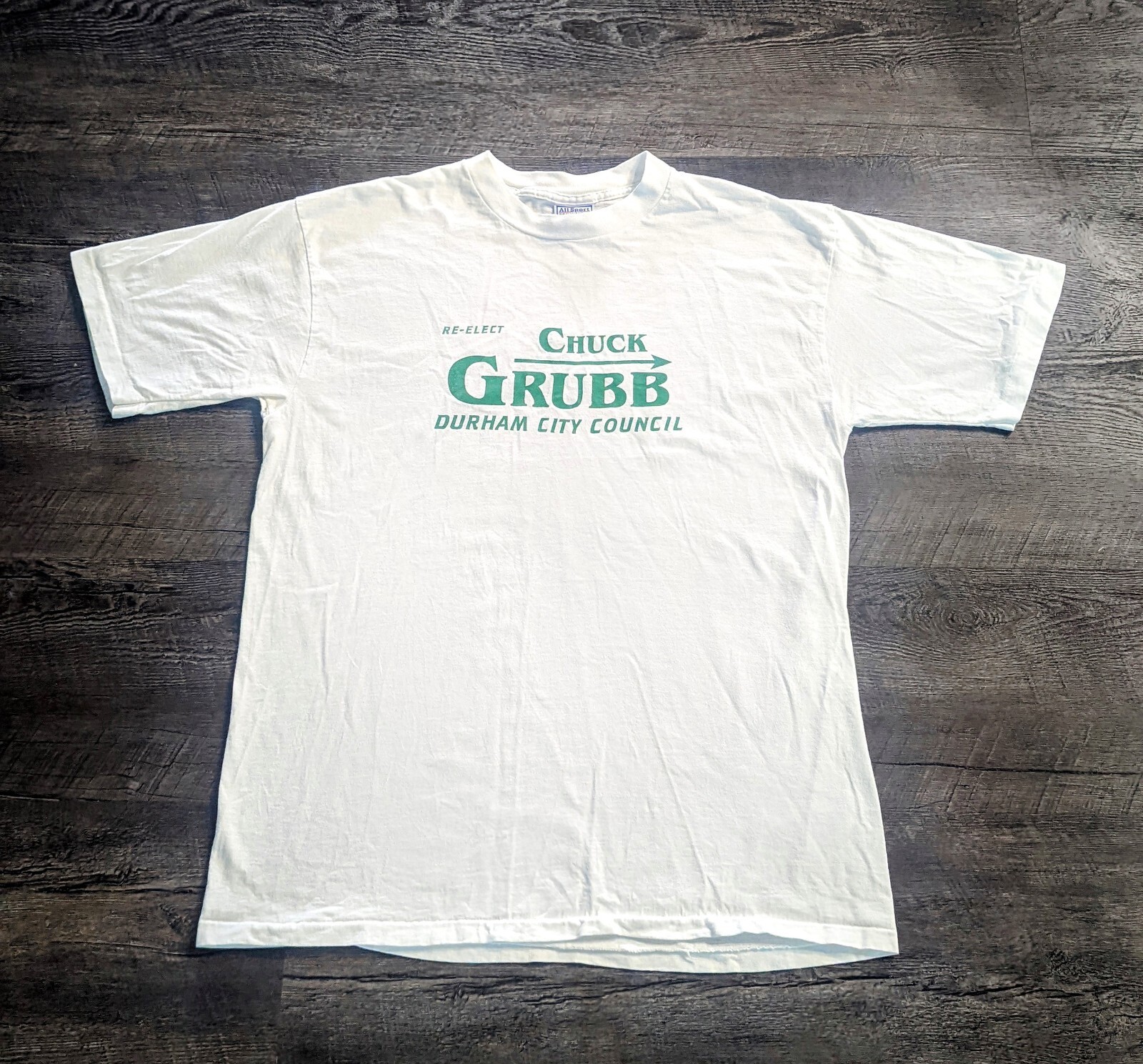 Re-Elect Chuck Grubb Durham City Council VTG 1989 NC Politics Election Tshirt XL