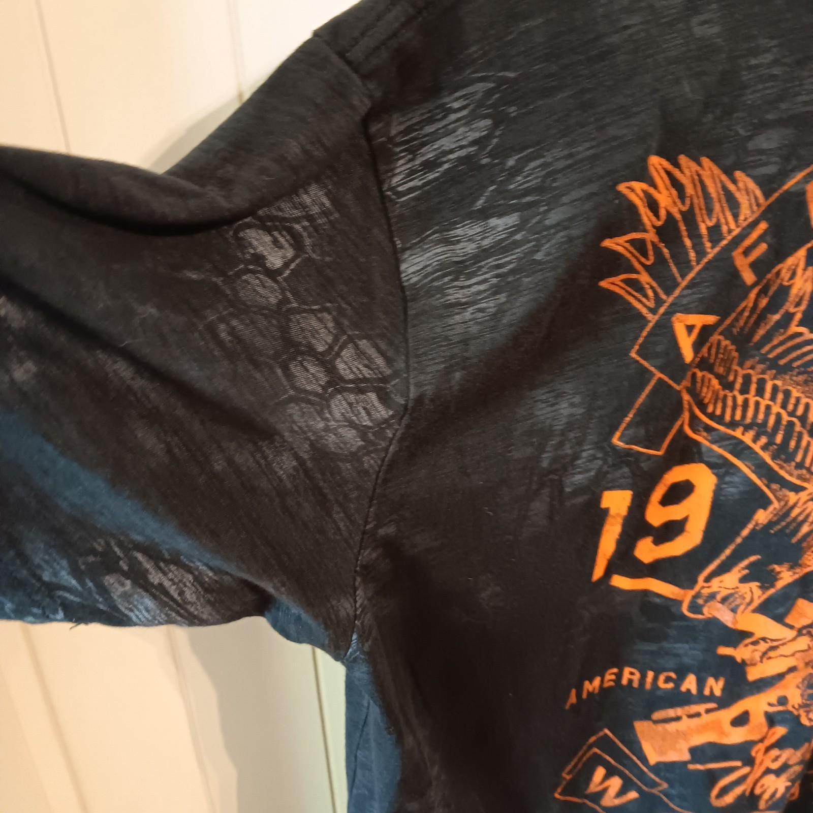 Affiction Chris Kyle Black & Orange T-Shirt, Size XL