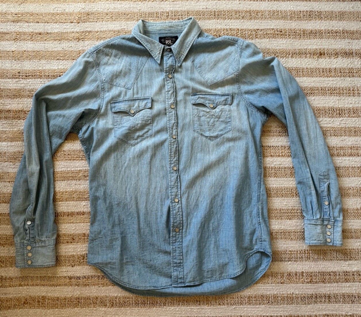 Double RL RRL Polo Ralph Lauren Western Chambray Snap Shirt Large