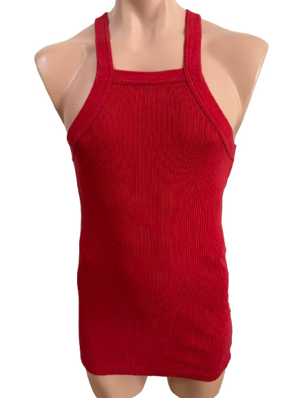 Vtg John Son Bodybuilding Gym Heavy Weight Square Red Tank Top T Shirt mens XL