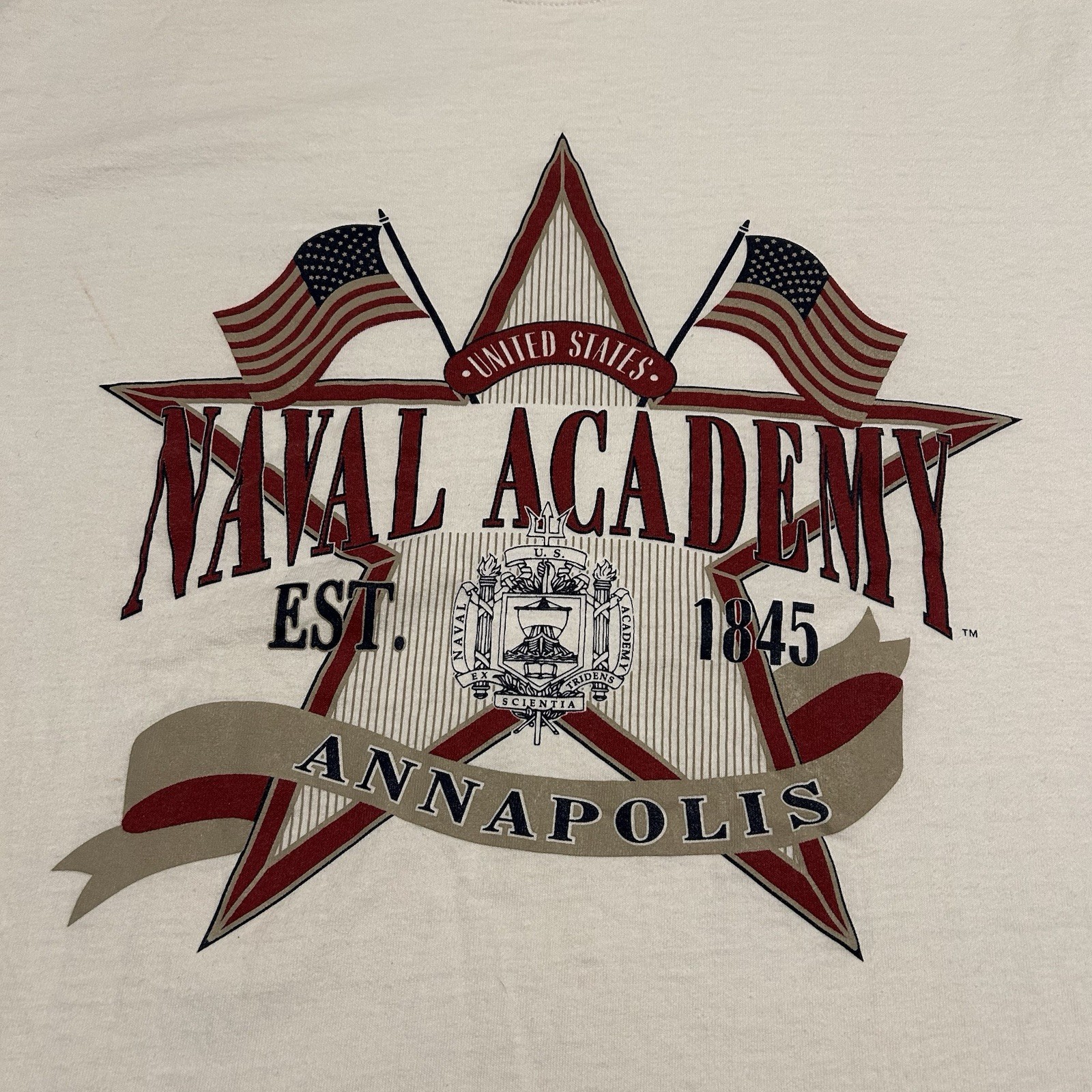 Vintage 90s Naval Academy Navy Military T-Shirt Size Mens Medium M