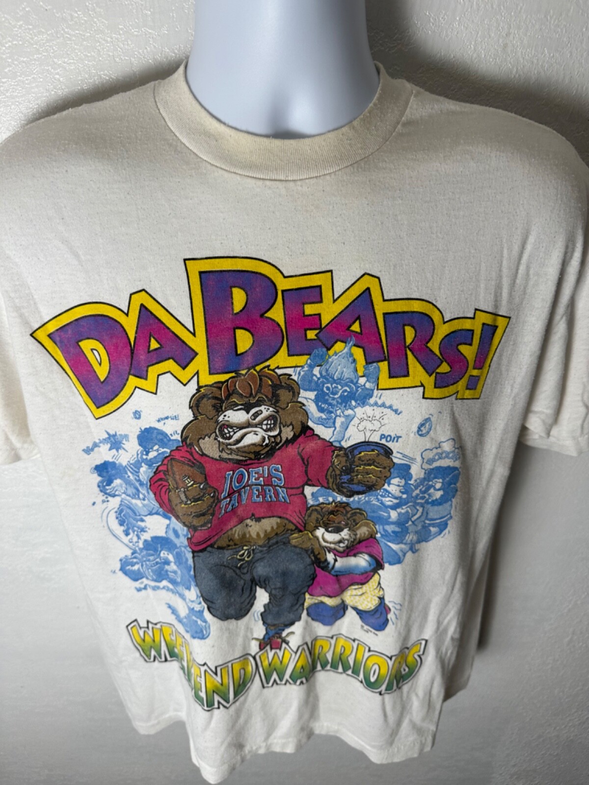 Vintage USA Single Stitch Funny Football Da Bears – Weekend Warriors White Large