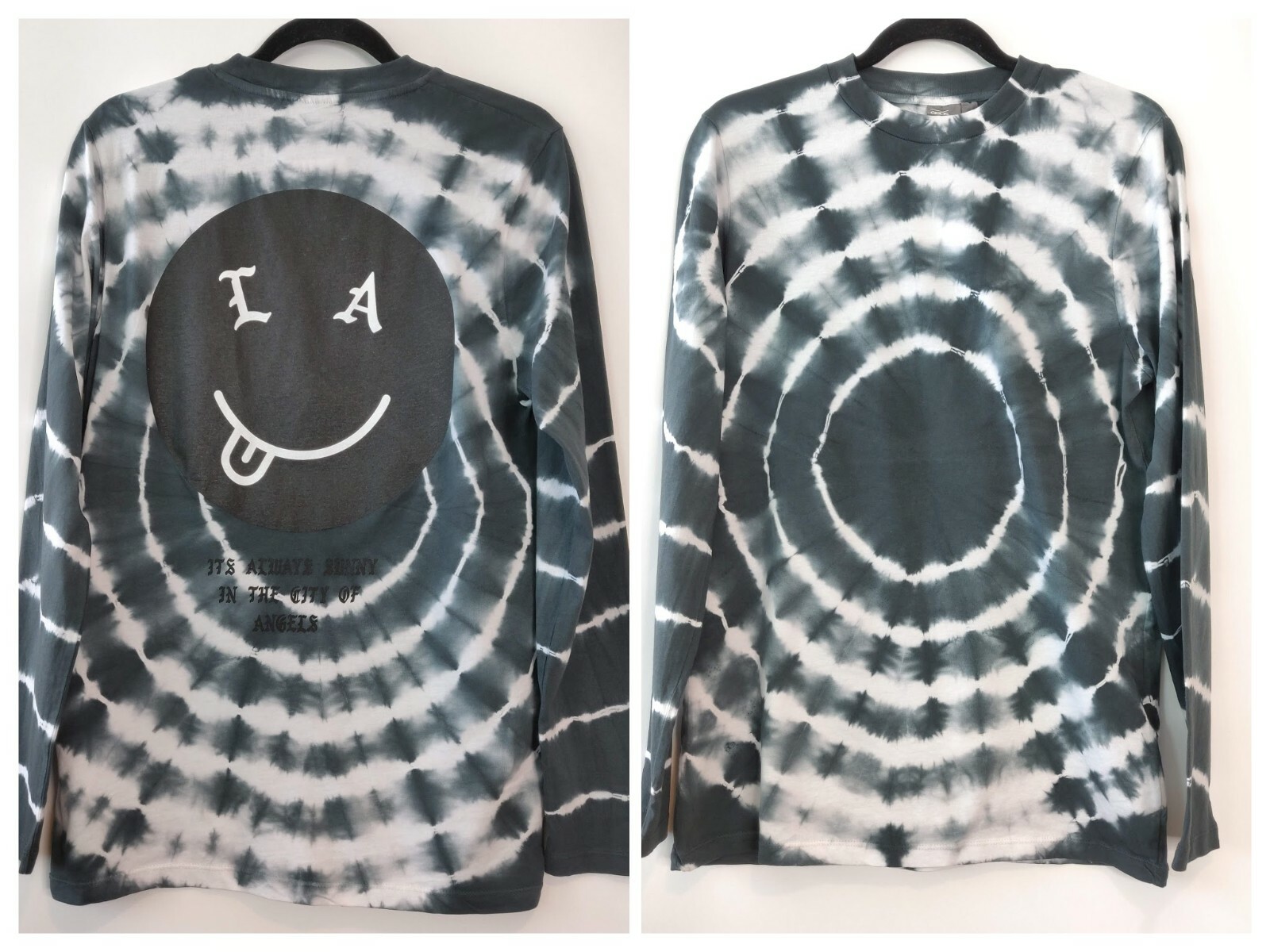 Asos NWT Unisex Sz 2XS Tie Dye L.A. Happy Face Graphic Long Sleeve T-Shirt Top
